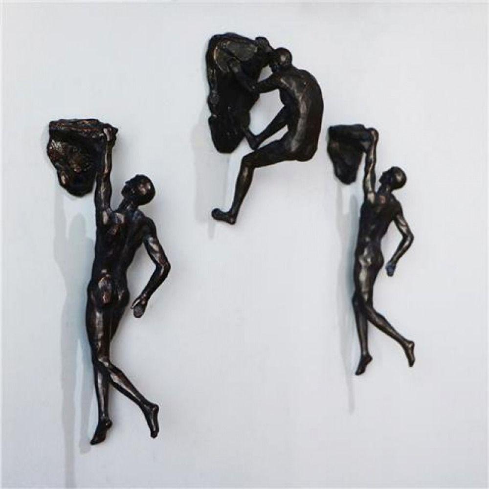 Unique Climbing Man Wall Sculptures European Style Abstract Character Pendant  Home Decor