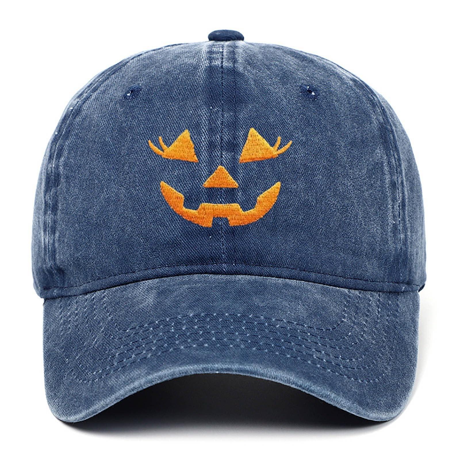 

Хэллоуин Кепка Мужская Женская Вышитая Потертая Регулируемая Солнечная Шляпа Хлопок Смешные Шляпы One Size синий