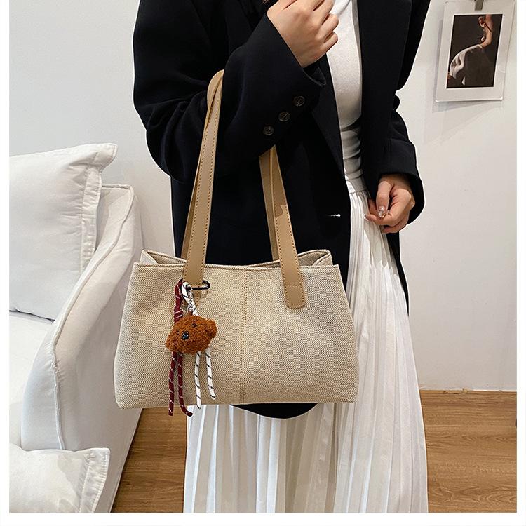 Large capacity cloth bag women's fashion simple shoulder portable backpack to work commuter armpit bag