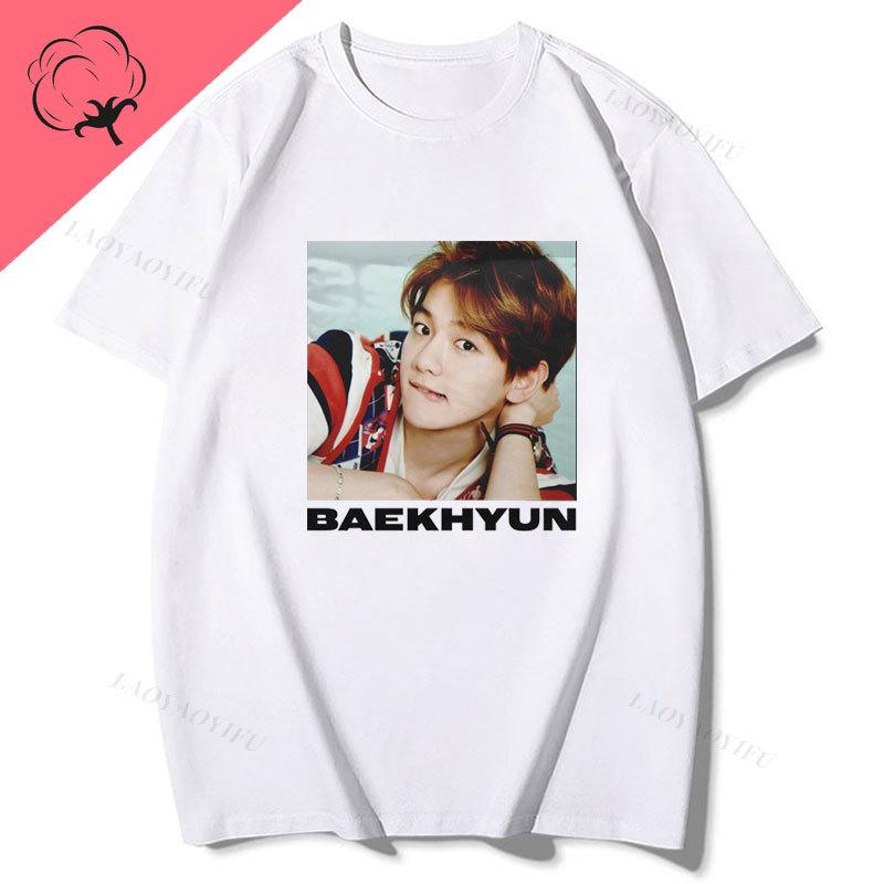 Playera Baekhyun EXO Essential Cotton T Shirt Camiseta Hombre Oneck Short Sleeve Ropa De Mujer 2000s Clothes Y2k Tees