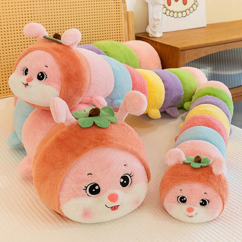 Cute Apple Caterpillar Long Pillow Plush Toy Children's Companion Doll Leg Cushion Doll
