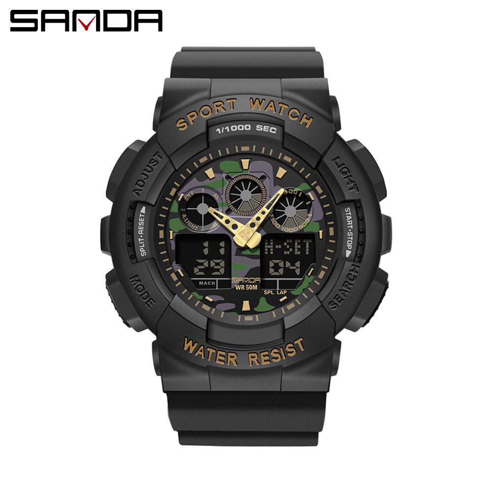 New Sanda Top Brand Men Outdoor Sports Electronic Lady Military Watches Ms Waterproof Alarm Dual Display Wristwatch Relogio