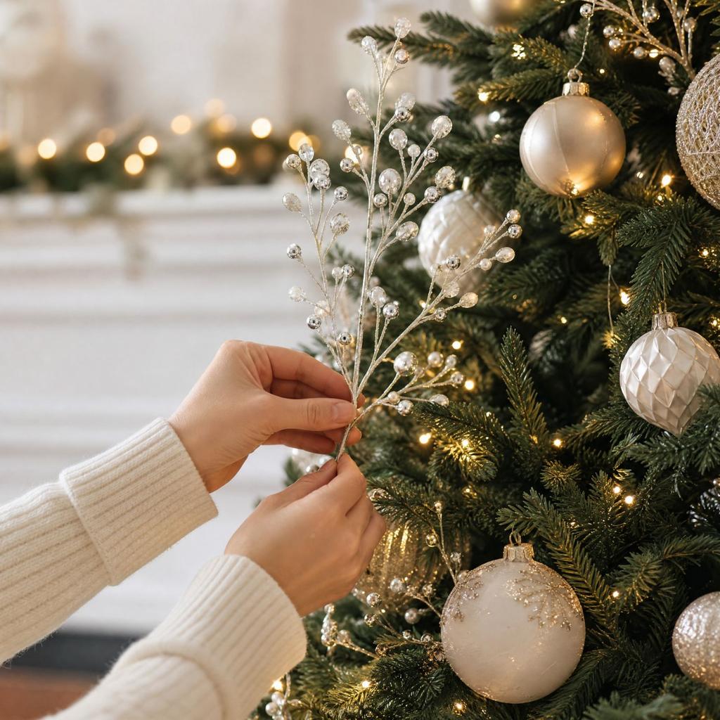 Creative Christmas Tree Decorative Branch Picks with and Accents for Holiday Scene Decor