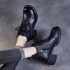 Leather Women Ankle Boots Lace Up Designer Mid Heels Shoes 2025 Trend Retro Chunky Classic Oxford Shoes Winter Botas De Mujer