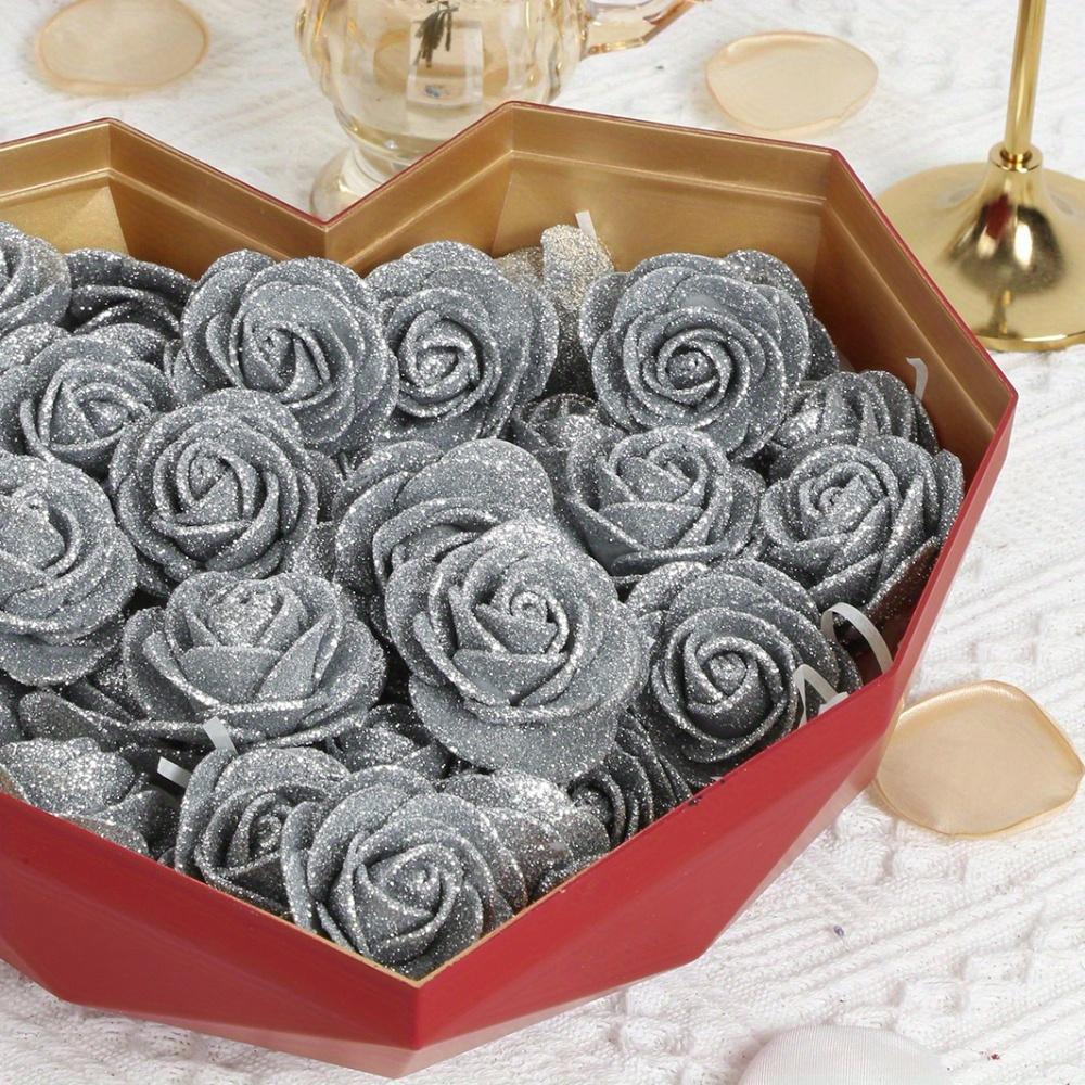 120 Pcs Foam Glitter Roses Artificial Flowers Glitter 4.5cm Foam Rose with Stems for DIY Wedding Home Party Valentine'S Day Mother'S Day
