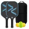 2 Pieces Carbon Fiber Paddles for Pickleball Textured Paddleball Set with Bag Perforated