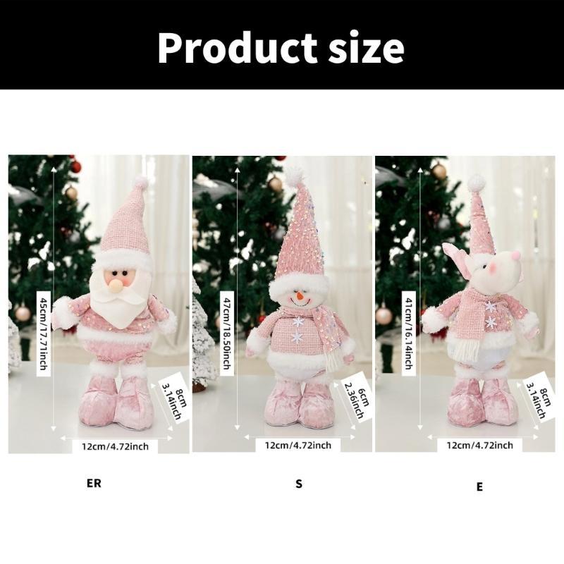 Adjustable Christmas Figurine Festival Telescopic Santa/Snowman/Elk with Extendable Legs Holiday Tabletop Decoration