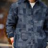 Giacca Camicia Piumino Denim Boro Patchwork Jacquard Manica Lunga Bottoni Retro Taglia Larga Capospalla Primavera