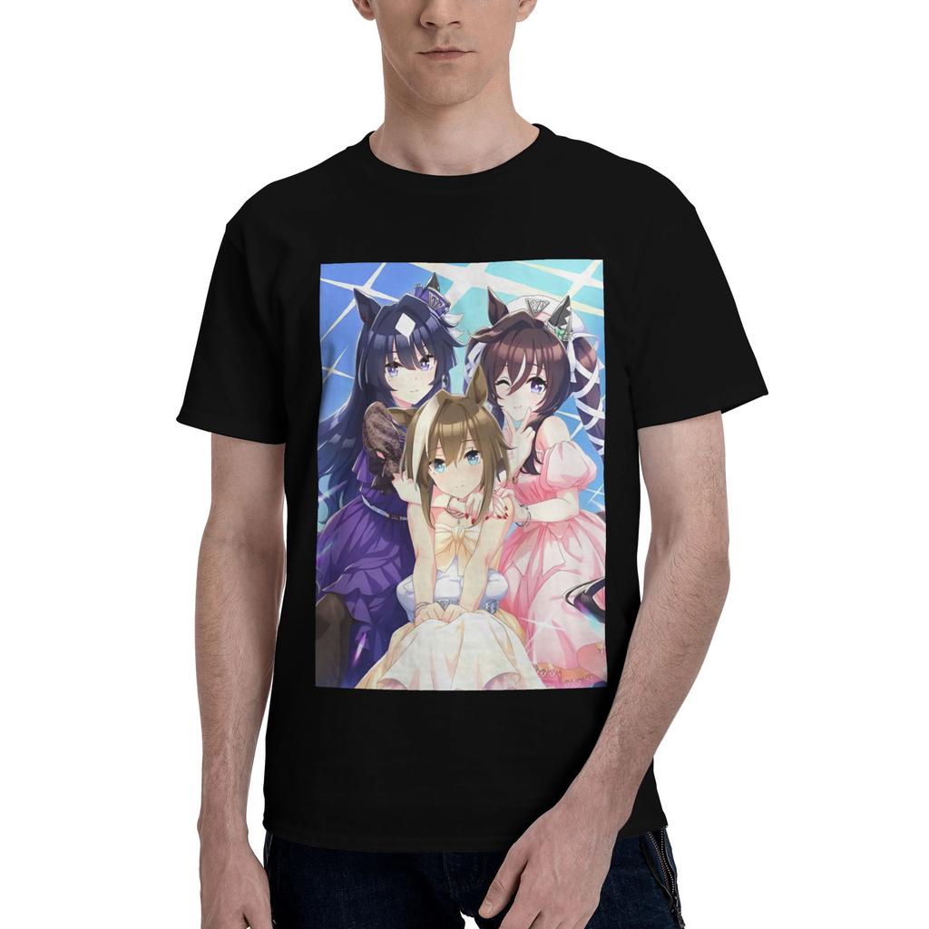Umamusume Pretty Derby Anime T-Shirts Men Women  Vintage Cotton Tee Shirt Round Neck Short Sleeve T Shirts Plus Size Clothing