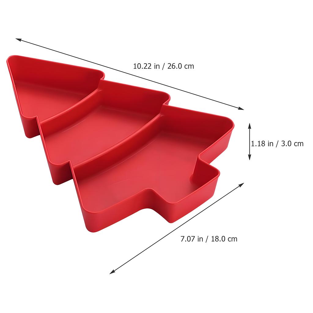 3-Section Christmas Tree Snack Tray | Festive Serving Platter for Nuts Candy Fruits | Holiday Entertaining & Dessert Table