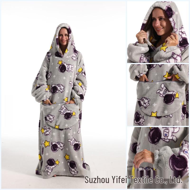 2023 Hooded Oversized Flannel Blanket Clothing for Men & Women – Extended Length for Warmth