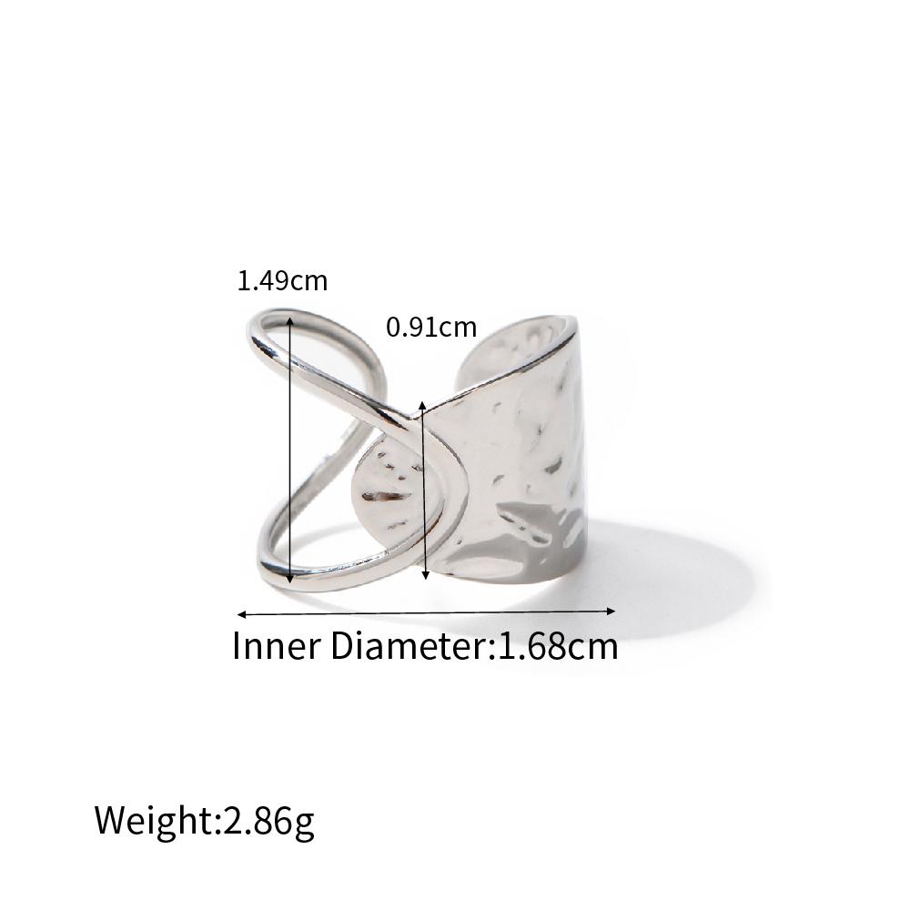 Yori Чеканное Полое Асимметричное Регулируемое Открытое Кольцо Предотвращает Аллергию Блестящий Металл Универсальное Повседневное Украшение Подарок