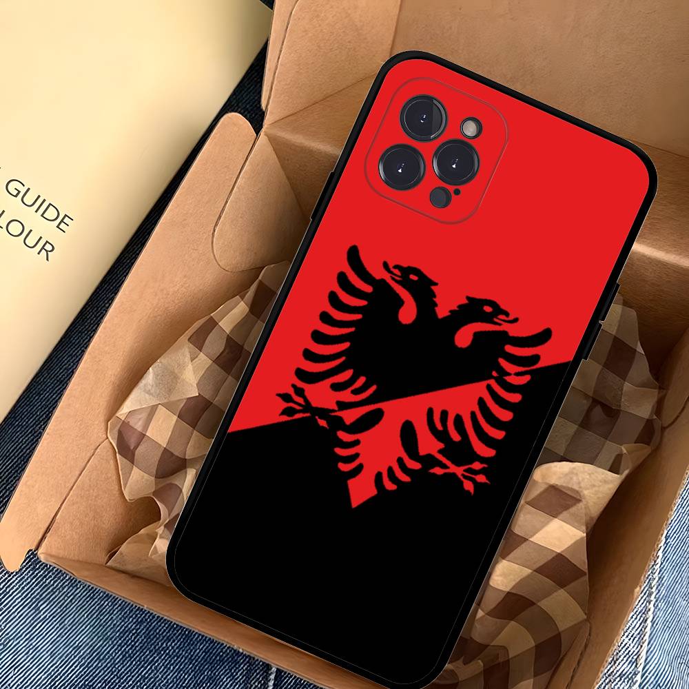 Albania Albanians Flag Phone Case For Iphone 16 15 17 13 14 12 11 Pro Max Plus Black Shell Cover Case
