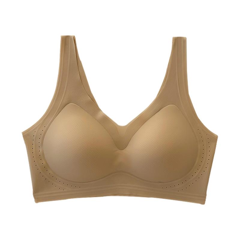 Stor Størrelse Dame Sommer Ultratynn Is Silke Stor Bryst Viser Liten Sammenføring Anti Henge Fast Cup Uten Spor BH