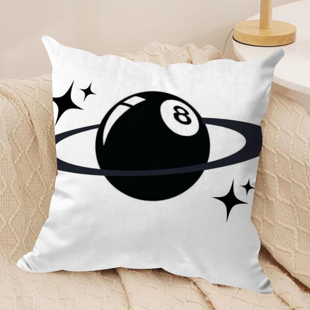 Black Ball 8 Cushion Cover Silky Short Plush Double-Sided Printed Pillow Case For Sofa All Seasons Home Decor Gift
