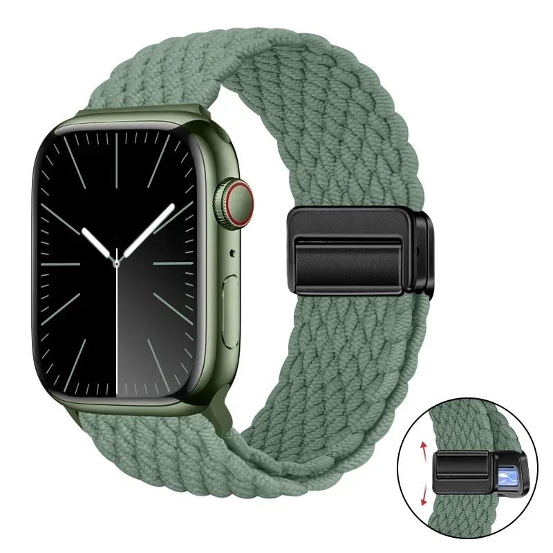 Magnetic Braided Loop Strap For Apple Watch Band 45mm 41mm 44mm 42mm 46mm Ultra 3 49mm Nylon Bracelet iWatch 11 10 9 8 7 6 5 SE
