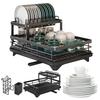 2026 Dish Drying Rack Kitchen Adjustable Stainless Steel 2 Tier Plates Organizer Dish Bowl Drainer Storage Rack Kitchen Utensils