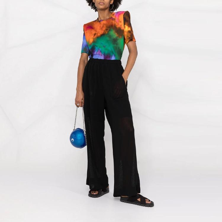 Y-3 High Waist Solid Color Wide Leg Trousers Women Bottoms Black GT5300