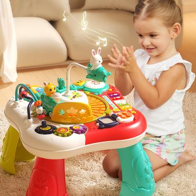 Mesa de Atividades Interativa para Bebê 8 em 1 Brinquedo Sensorial de Aprendizagem com Música Engrenagens Giratórias Centro de Brincadeiras Educativas para Crianças Pequenas Presente