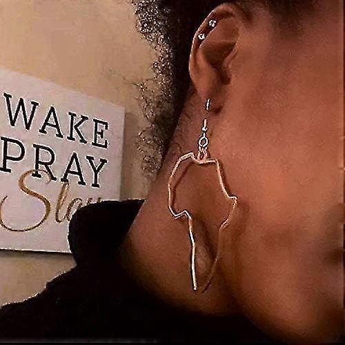 2024,Fashion Gold Africa Map Hollow Out Drop Dangle Earrings For Girls Women'S Minimalist Design Earrings