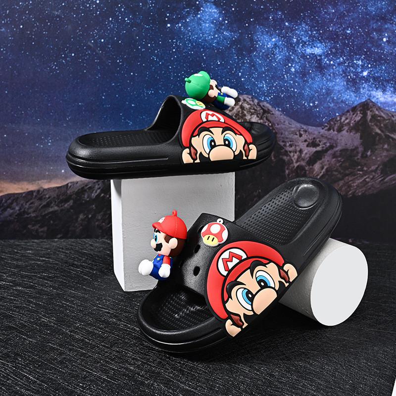 Comfortable Cartoon Mario Boys' Slippers Lightweight Soft Bottom Non-slip Design Perfect For Summer Wear