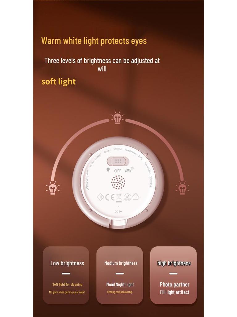 USB Wiederaufladbares Nachtlicht Silikon Kaffeetasse - Kreativer Schlafbegleiter für den Nachttisch