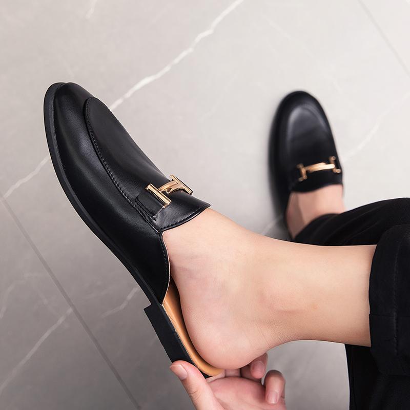 Fashion High Quality Mens Casual Shoes Anti-slip Outdoor Flat Half Shoes For Men Slipper Luxury Brand Breathable Comfy Driving Shoes