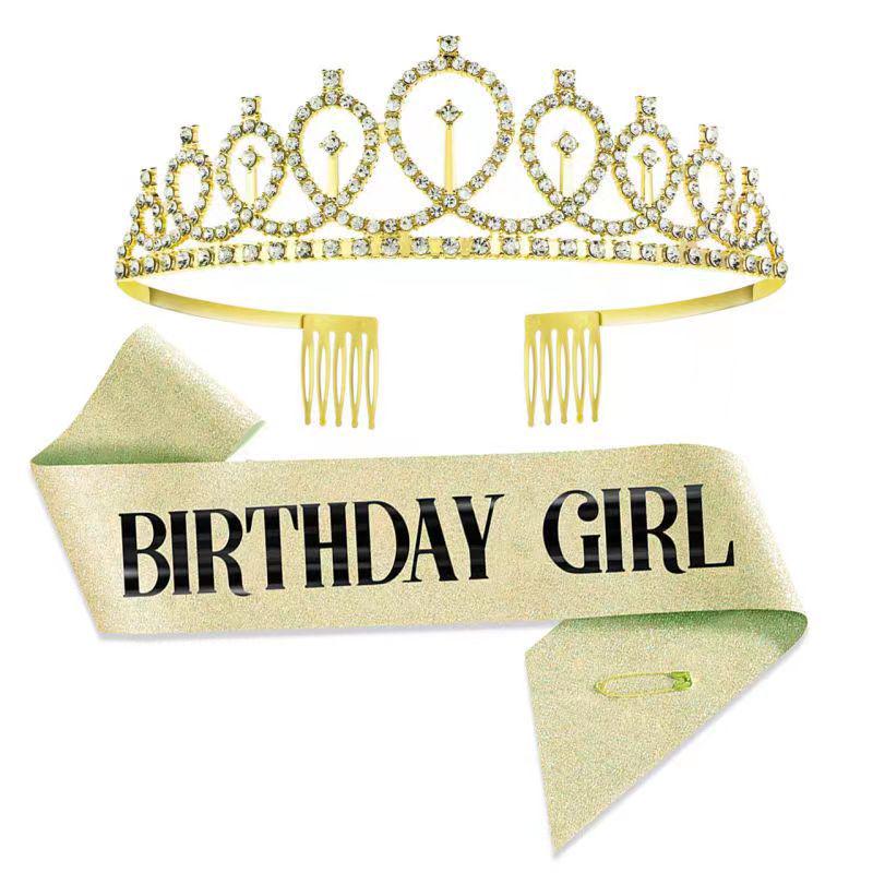 European and American Birthday Crown Headband Hairpin - "Happy Birthday"