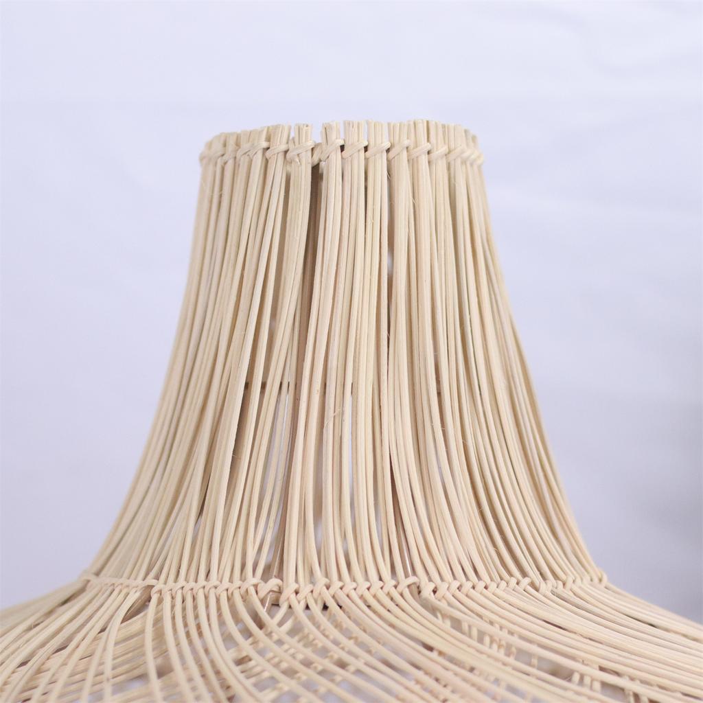 60CM Japanese Style Rattan Pendant Light Retro Hand-Woven E27 Boho Lamp for Restaurant Coffee Shop Dining Room Kitchen Island