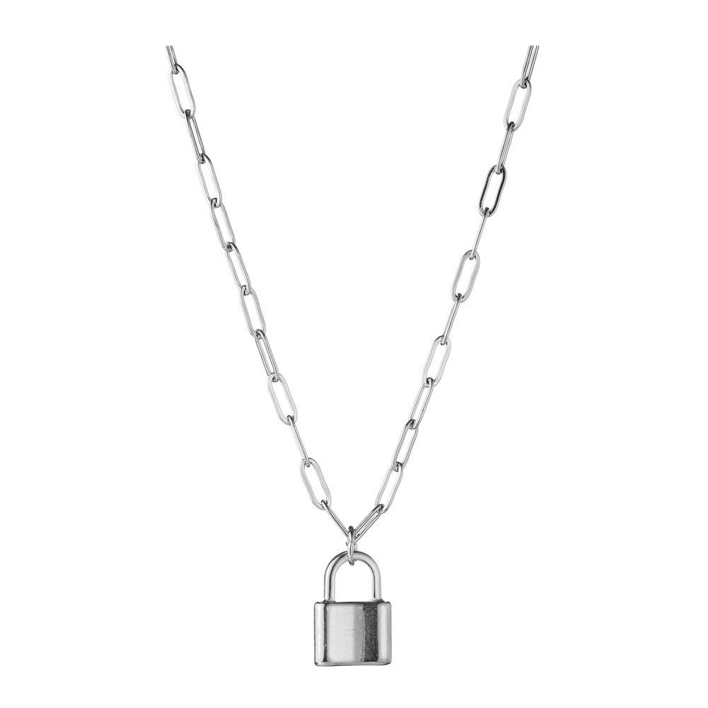 

Ожерелье-чокер из квадратной цепи из нержавеющей стали с подвеской-замком - Женская ключичная цепь