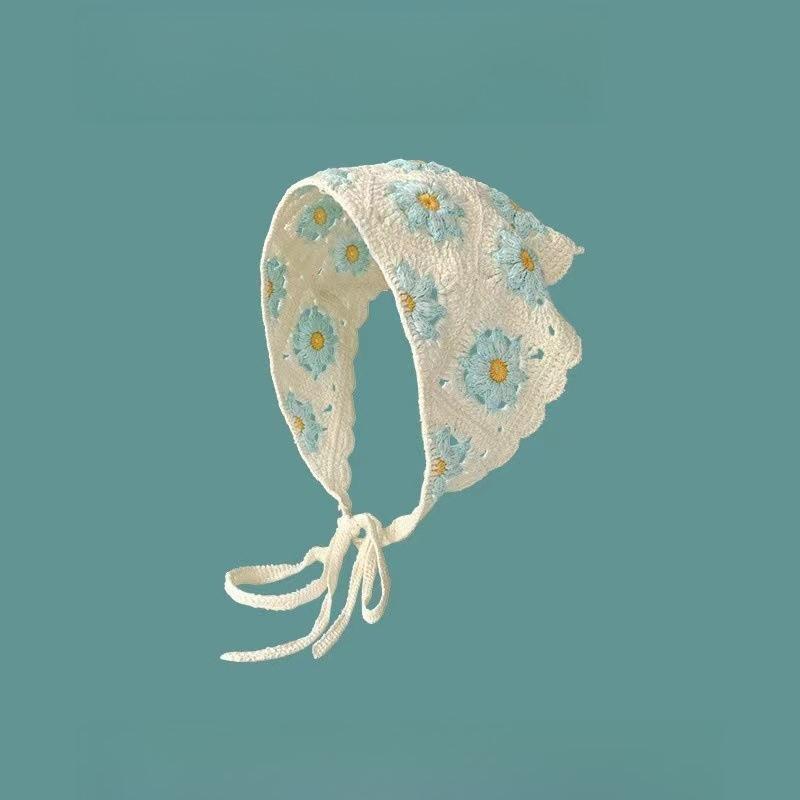 

Spice Girl Photo Flower French Triangle Scarf Headscarf Female Cute Knitted Headband Silk Scarf Premium Headdress