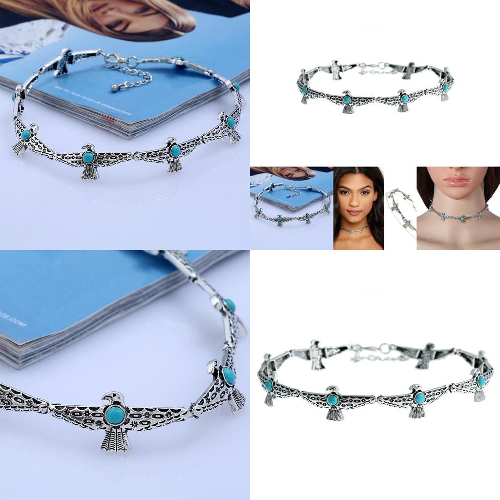 European Style Alloy Collar Chain With Bird Design Artificial Turquoise Decor For Fashion Enthusiasts