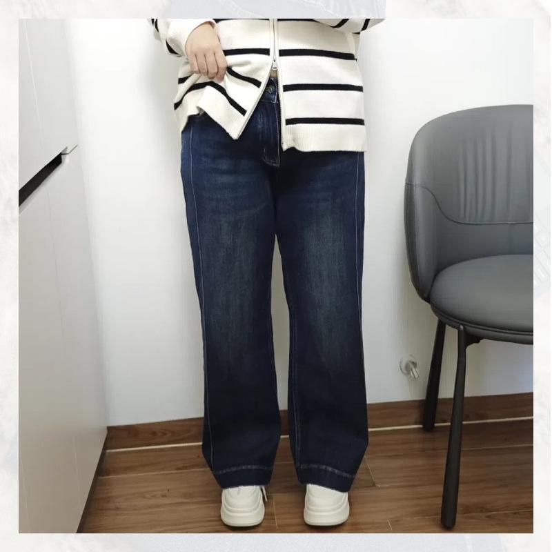 

2025 Plus Size Women s Wide Leg Pants - Petite Cigarette & Straight Leg Jeans for Pear Shaped Bodies Size 38 джинсовый синий