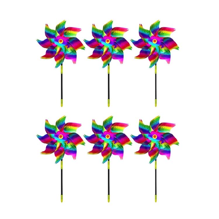 6pcs Bird Repellents Windmills Multifunction Garden Yard Party Background