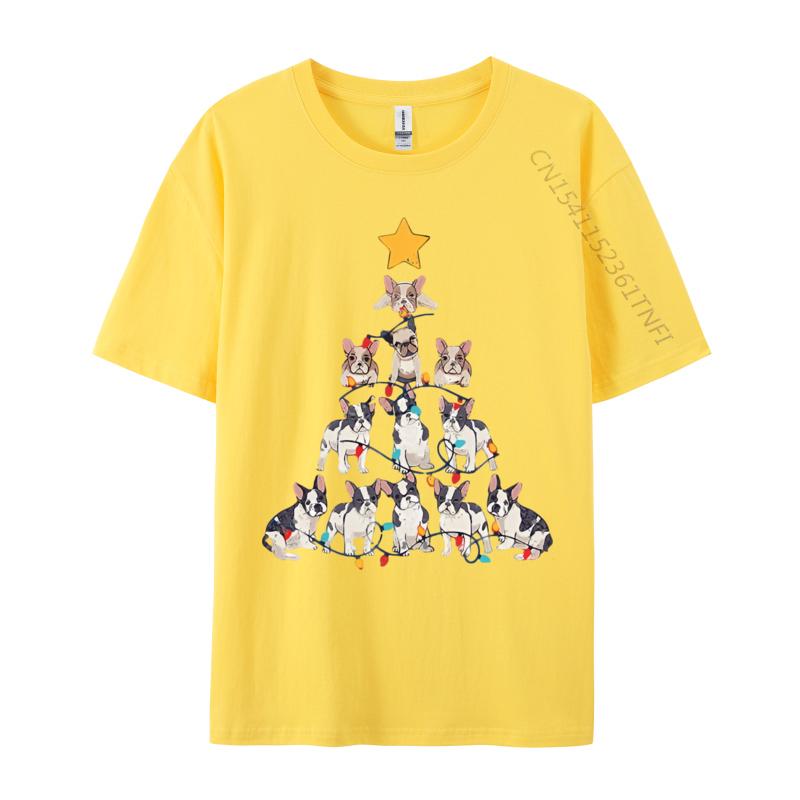 French Bulldog Christmas Tree French T Shirt Tops Shirts Prevailing Cotton Unique Style Unisexs Grahpic Tee Shirt