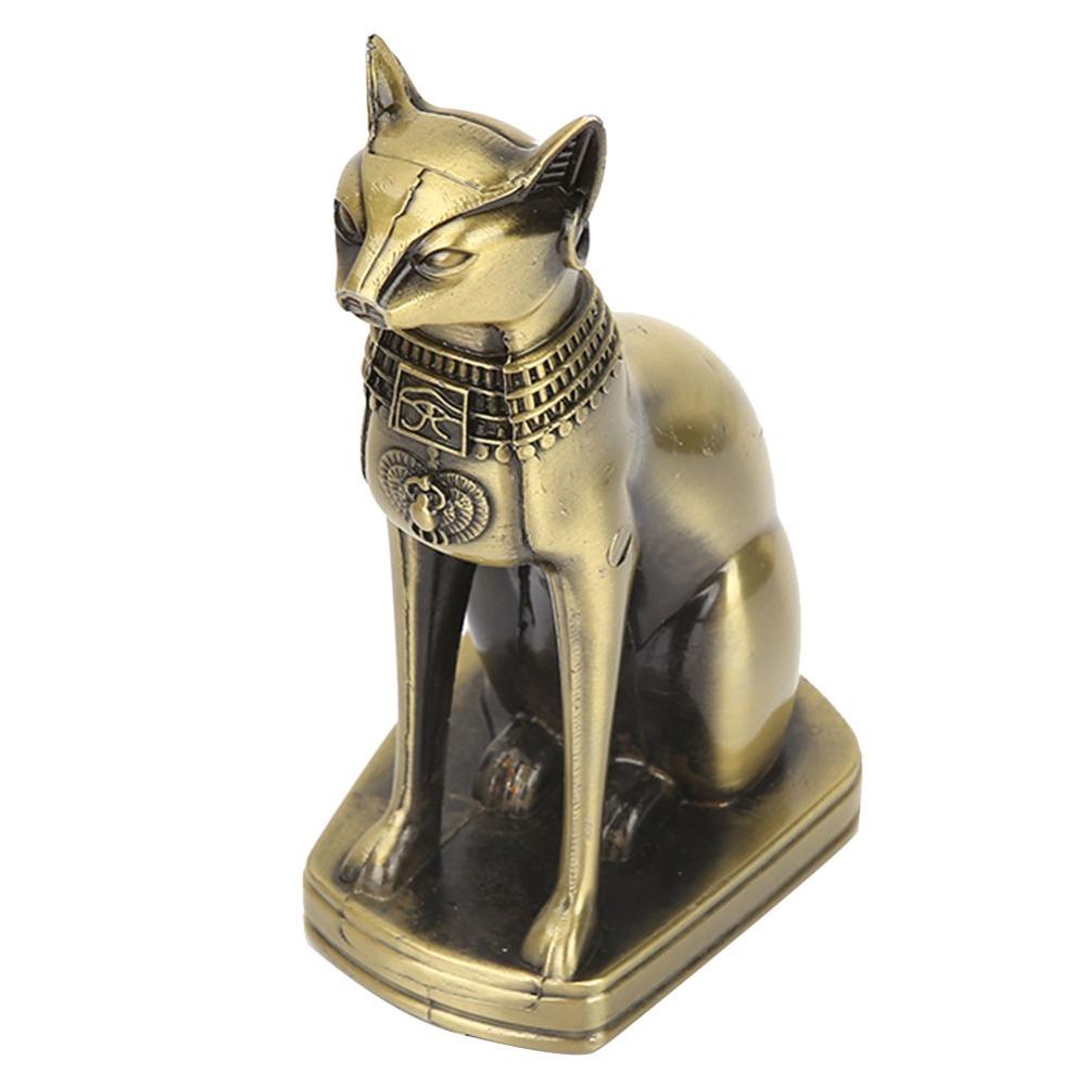 Alloy Egyptian Cat Figurine Brass Cat Goddess Statue Egyptian Cat Statue  Desktop Decoration