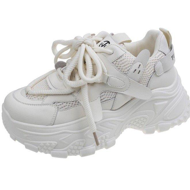 Platform Dad Shoes Women's Shoes Summer Thin 2025 New Heightening White Versatile Casual Breathable Casual Sports Shoes