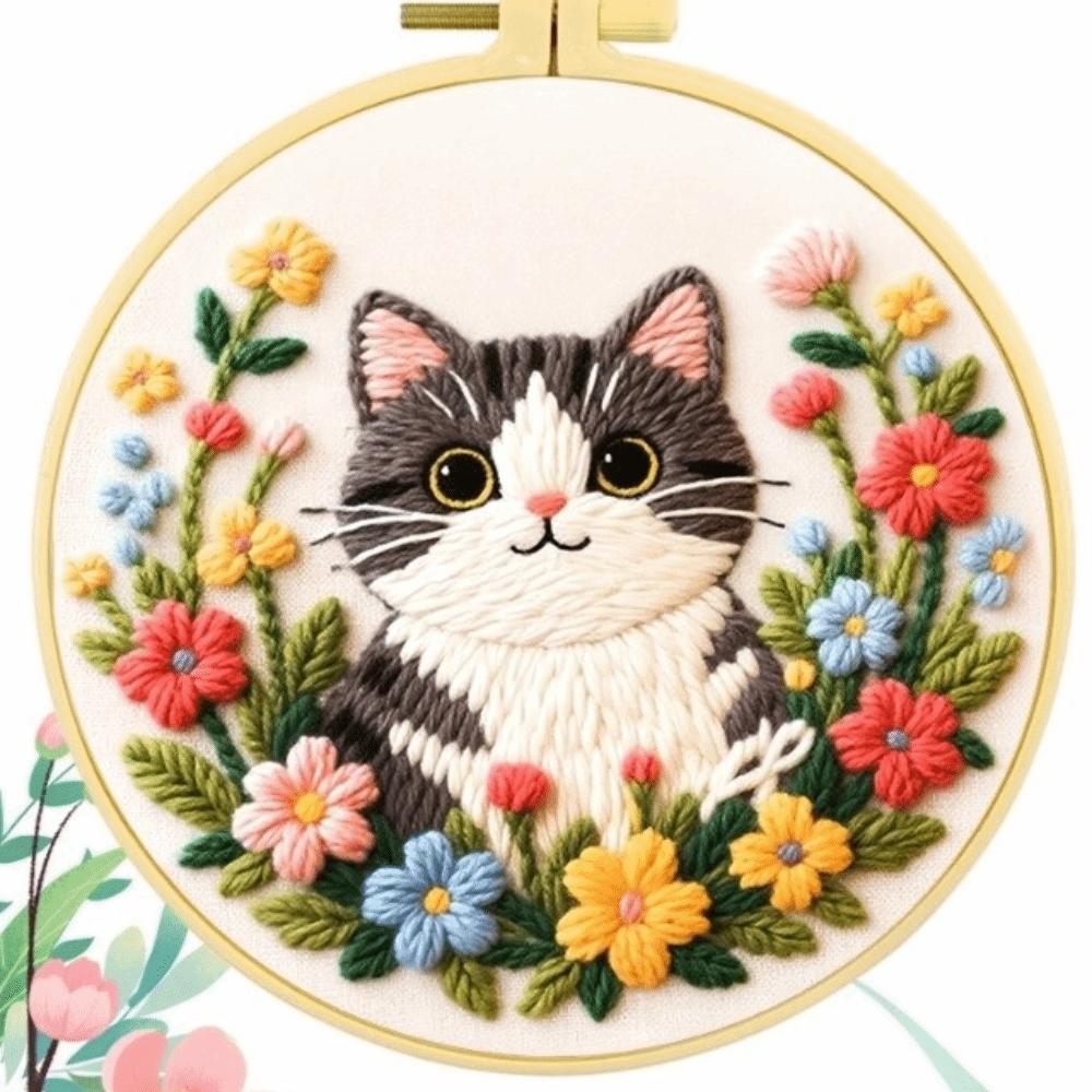 DIY Embroidery Kit Cat Needlework Craft Creative Punch Needle Kits  Gifts