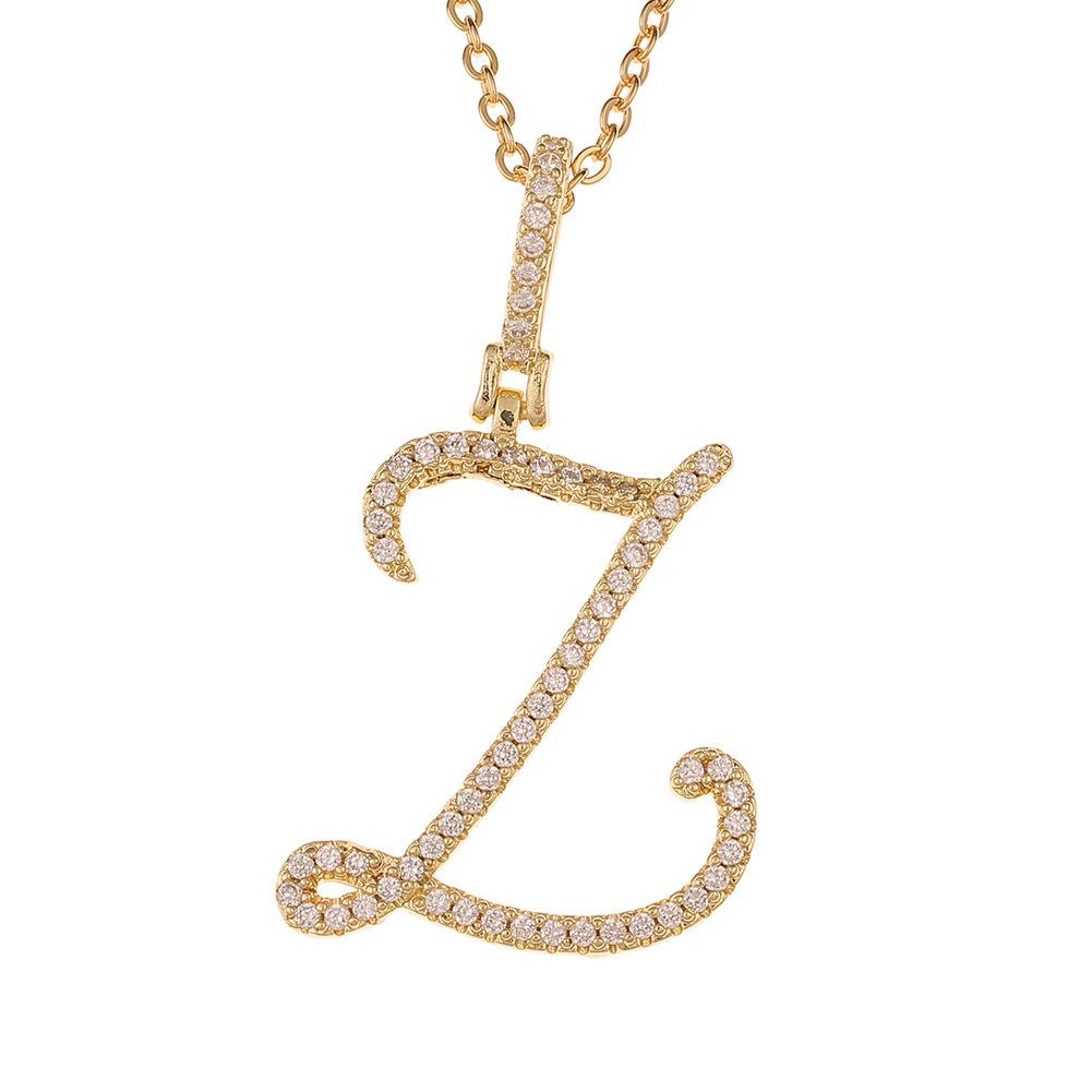 A-Z Cursive Initial Letter Pendant Necklace For Women Simple Rope Chain Pendant Necklace Jewelry Gift
