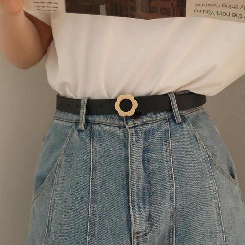 Denim Modern Girls Trousers With Timeless Vintage Charm And Belt Adjustable