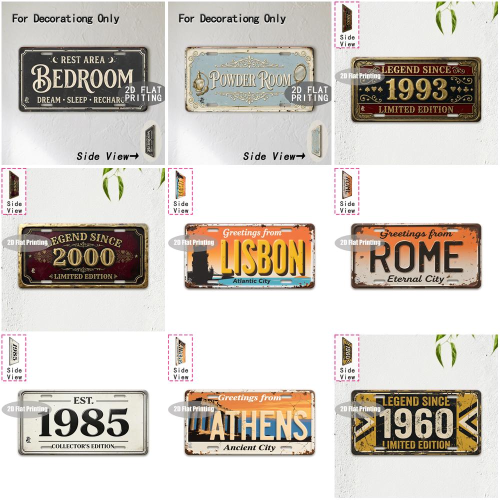 Tin Sign  Vintage Durable Metal Plaque Wall Decor Home Office Bar Man Cave Bedroom Powder Room European City Birth Year Lice