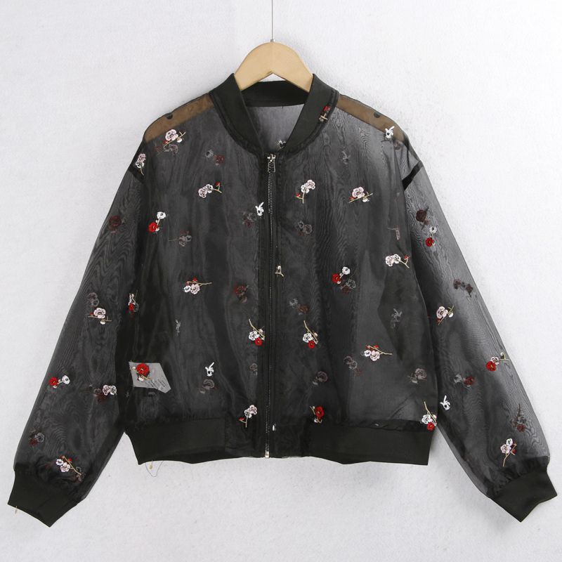 

Вышивка Верхняя одежда Весна и Осень Воротник-стойка Молния Черный Мелкий цветок Стройнящий Легче всего сочетать Пальто с длинным рукавом и защитой от солнца Женский экспорт Black embroidery All yards(XS/S)