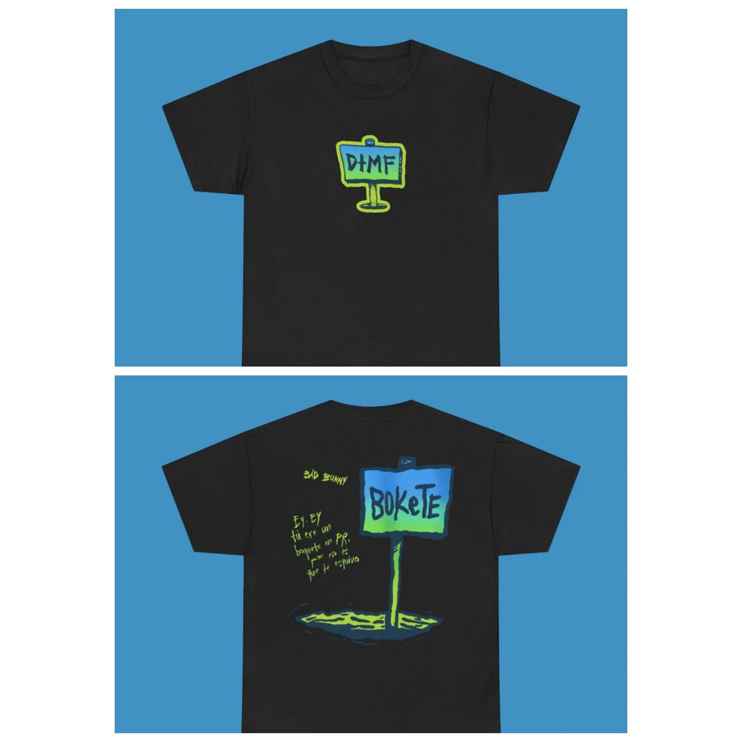 

Singer Bad Bunny DTMF 2026 World Tour Peripheral Cotton T-shirt for Men and Women Summer Fashion Casual Short Sleeved Shirt S чёрный