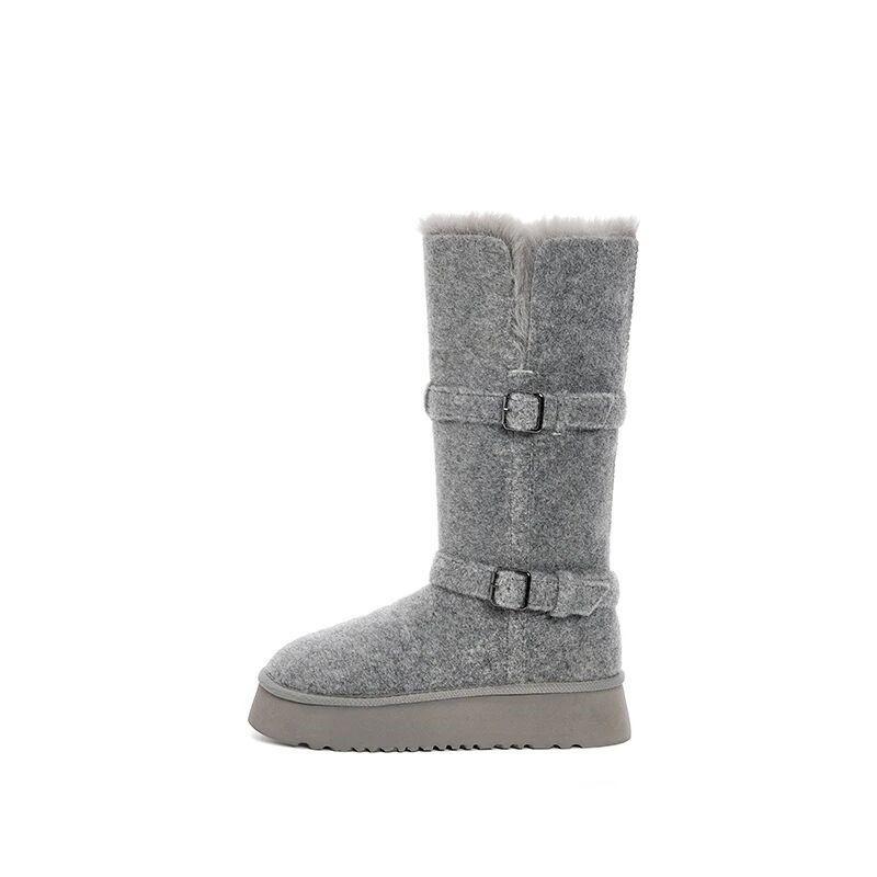 Thick soled snow boots for women in winter 2026  new height increasing warm and plush fur integrated snow boots 35 покинуть белый