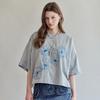 Loose FiT Flower Embroidery ShorT Sleeve T shirT zf05qT011na