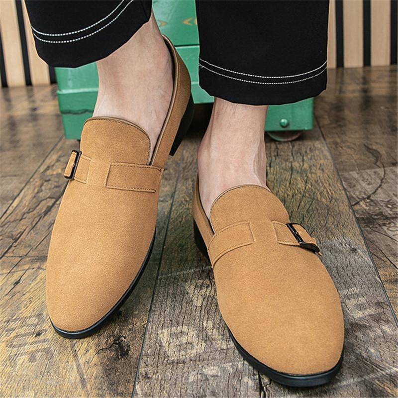 Fashion Trend Designer New Men's Suede Leather Casual Shoes Male Monk Strap Loafers Formal Flats Dress Footwear Sapatos Tenis Masculino