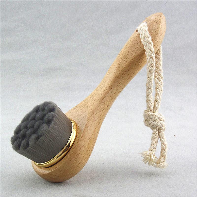Raindrop Pine Wood Face Wash Brush - Soft Bristle Makeup Cleansing Tool