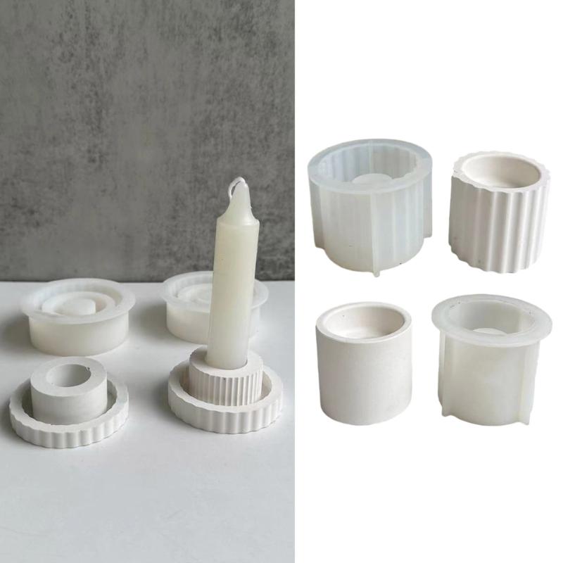Resin Gießen Kerzenhalter Silikonform Streifen Glasur Runde Form Geeignet für Epoxid Kerzenhalter Familien Tischdeko
