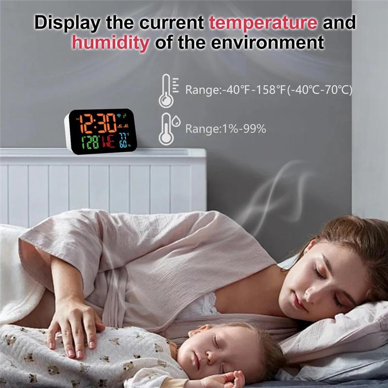 Tuya Wifi Clock Calendar Intelligent Thermometer Hygrometer With Digital LED Display Support WIFI Auto-Calibration
