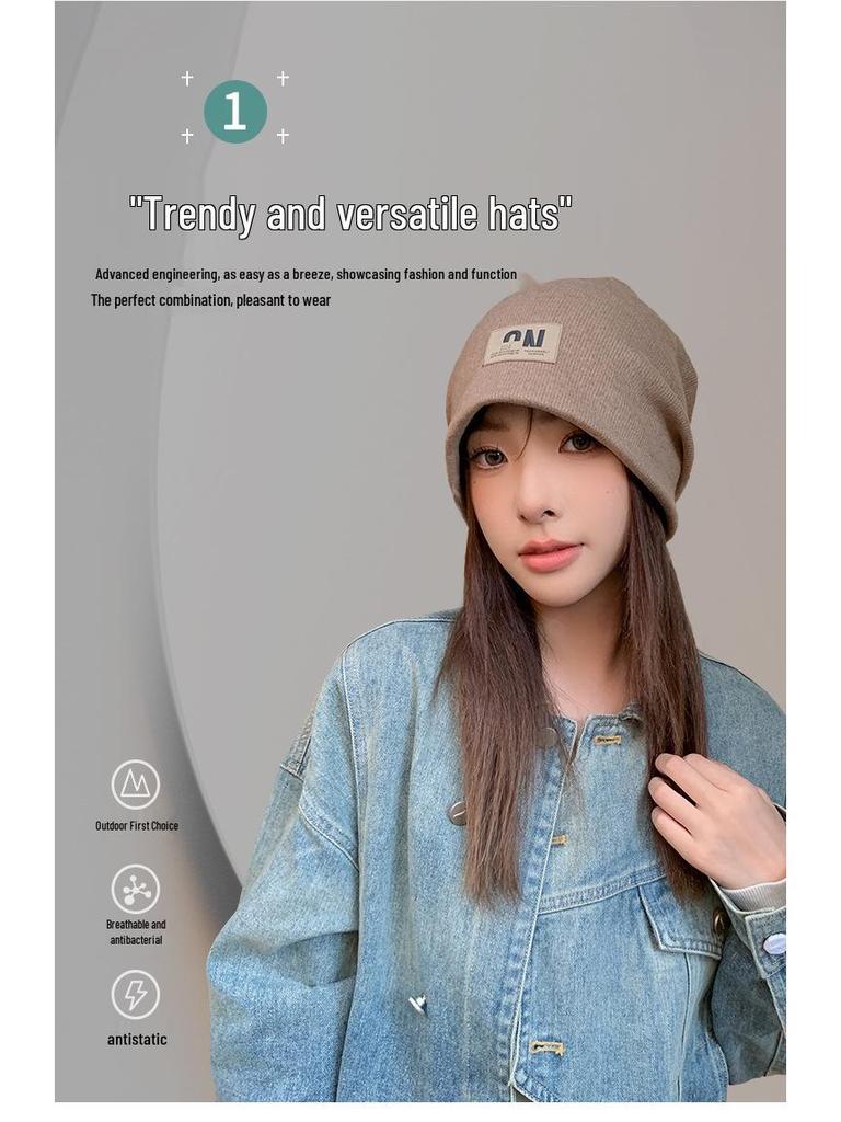 Damen Koreanische Warme Mütze mit Ohrenschutz - Herbst/Winter Buchstaben-Label Design